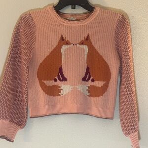 Girls Size 10 by Finding Foxtale Pink Fox Pattern Sweater